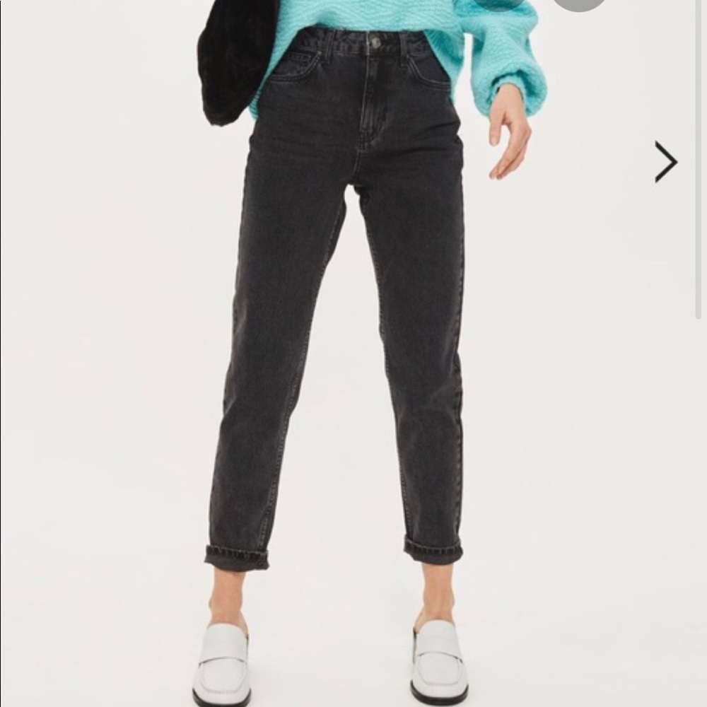 Topshop washed black mom jeans